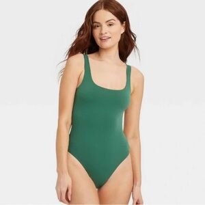 AUDEN Forest Green Thong Bodysuit Tank Top